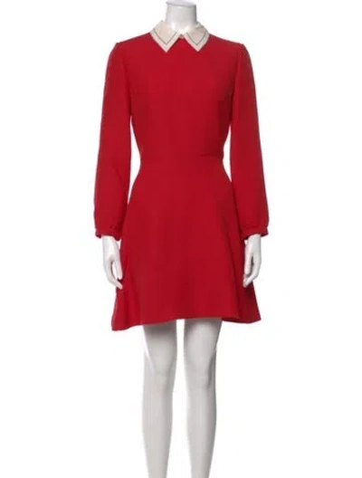 Pre-owned Dior Wool Mini Dress In Red