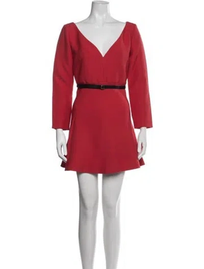 Pre-owned Dior Wool Mini Dress In Red