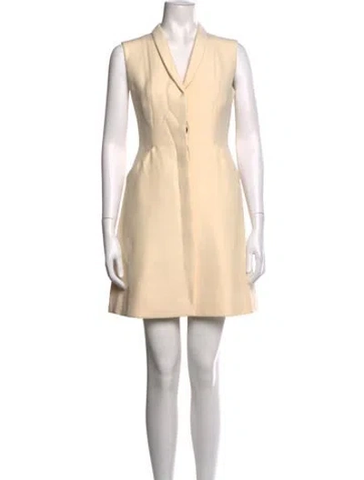 Pre-owned Dior Wool Mini Dress W/ Tags In Neutrals
