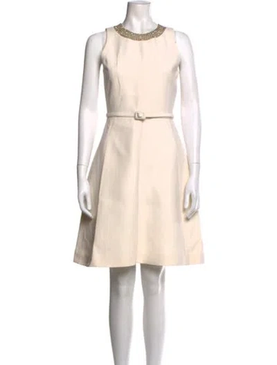 Pre-owned Dior Wool Mini Dress In White