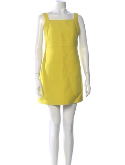 Pre-owned Dior Wool Mini Dress In Yellow