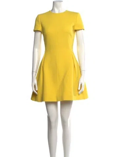 Pre-owned Dior Wool Mini Dress In Yellow