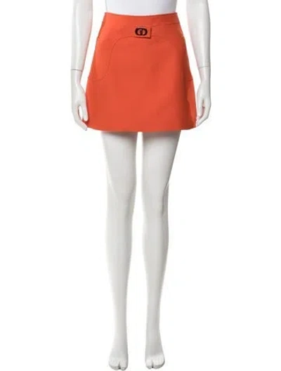 Pre-owned Dior Wool Mini Skirt In Orange