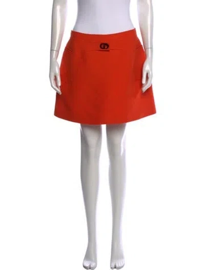 Pre-owned Dior Wool Mini Skirt In Orange