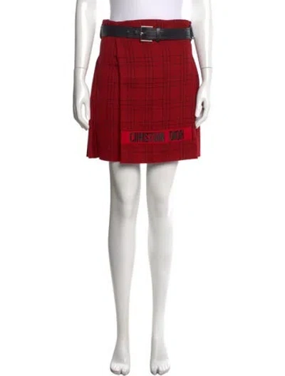 Pre-owned Dior Wool Mini Skirt In Red
