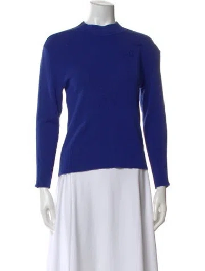 Pre-owned Dior Wool Mock Neck Top In Blue