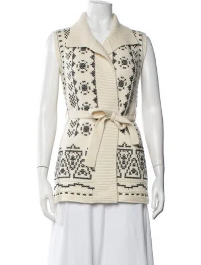 Pre-owned Dior Wool Patterned Sweater In White