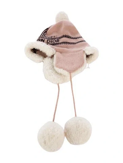 Pre-owned Dior Wool Patterned Trapper Hat In Neutrals/pink