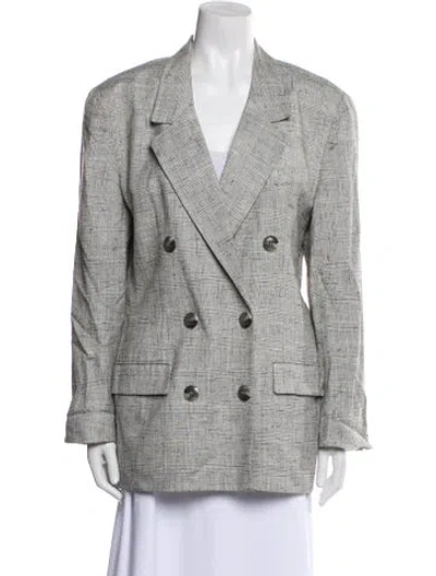 Pre-owned Dior Wool Plaid Print Blazer In Gray
