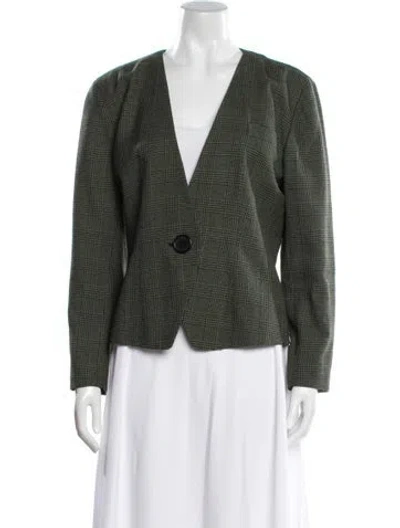 Pre-owned Dior Wool Plaid Print Blazer In Green