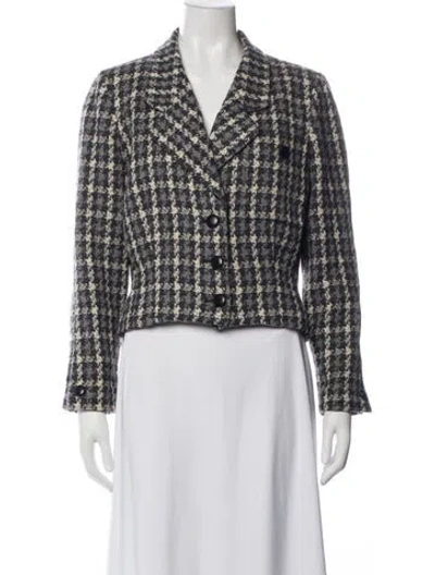 Pre-owned Dior Wool Plaid Print Blazer In Grey