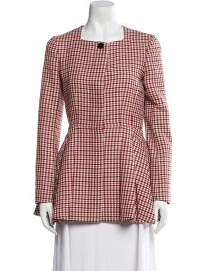 Pre-owned Dior Wool Plaid Print Blazer In Red