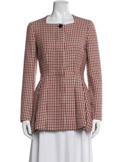 Pre-owned Dior Wool Plaid Print Blazer In Red