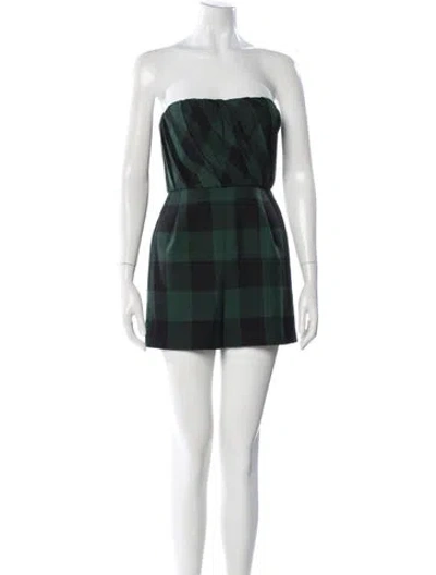 Pre-owned Dior Wool Plaid Print Romper In Green