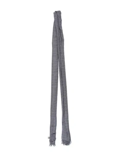Pre-owned Dior Wool Plaid Print Scarf In Blue