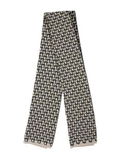 Pre-owned Dior Wool Printed Scarf In Neutral