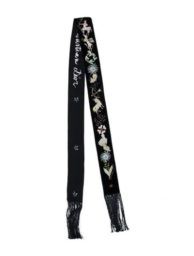 Pre-owned Dior Wool Printed Shawl In Black