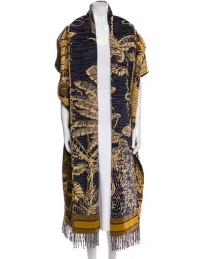 Pre-owned Dior Wool Printed Shawl In Gold