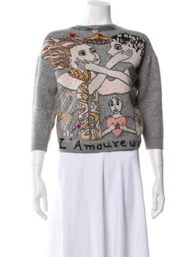 Pre-owned Dior Wool Printed Sweater In Gray