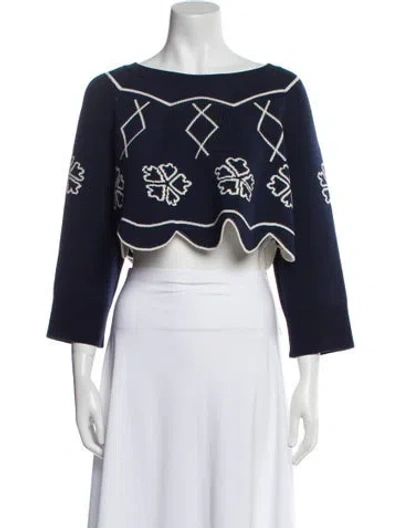 Pre-owned Dior Wool Printed Sweater W/ Tags In Blue