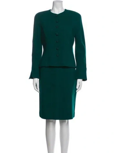 Pre-owned Dior Wool Skirt Suit In Green