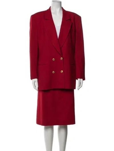 Pre-owned Dior Wool Skirt Suit In Red