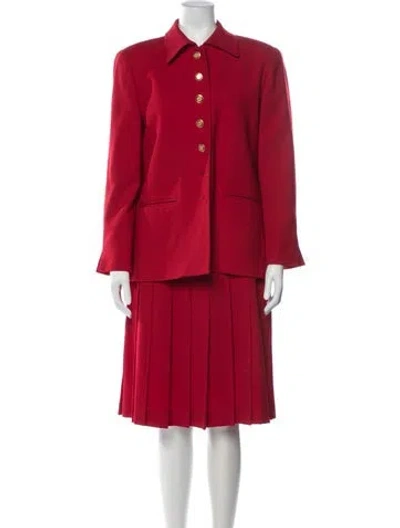 Pre-owned Dior Wool Skirt Suit In Red