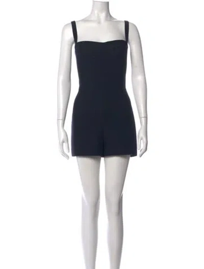 Pre-owned Dior Wool Square Neckline Romper In Blue
