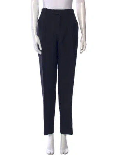 Pre-owned Dior Wool Straight Leg Pants In Blue