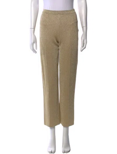 Pre-owned Dior Wool Straight Leg Pants In Gold