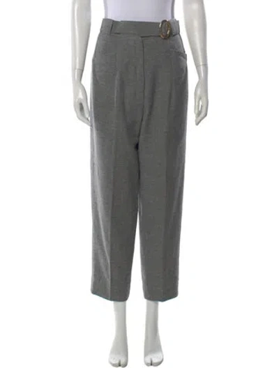 Pre-owned Dior Wool Straight Leg Pants In Gray