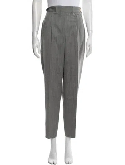 Pre-owned Dior Wool Straight Leg Pants In Grey