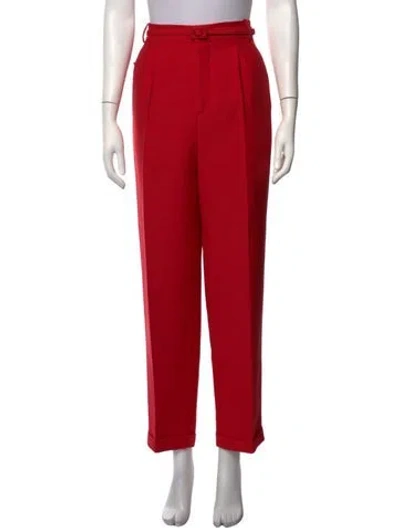 Pre-owned Dior Wool Straight Leg Pants In Red