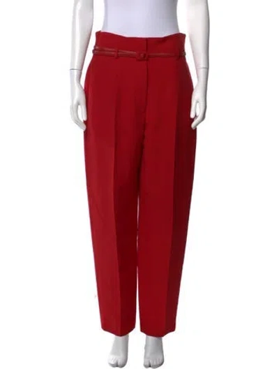 Pre-owned Dior Wool Straight Leg Pants In Red