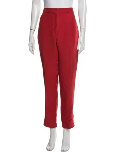 Pre-owned Dior Wool Straight Leg Pants In Red