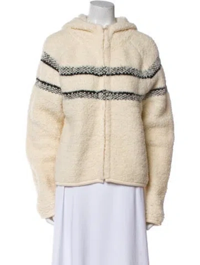 Pre-owned Dior Wool Striped Faux Fur Jacket In Neutral
