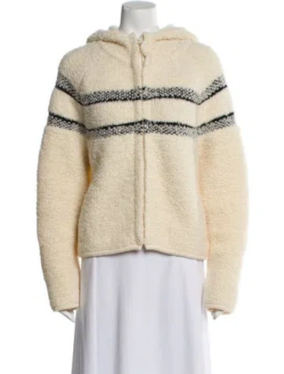 Pre-owned Dior Wool Striped Faux Fur Jacket In Neutral