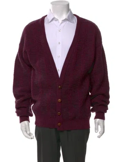 Pre-owned Dior Wool Striped Polo Sweater In Purple