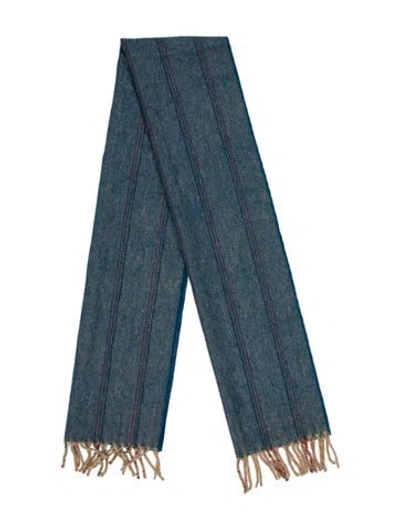 Pre-owned Dior Wool Striped Scarf In Blue