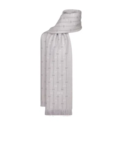 Dior Wool Striped Scarf In Gray