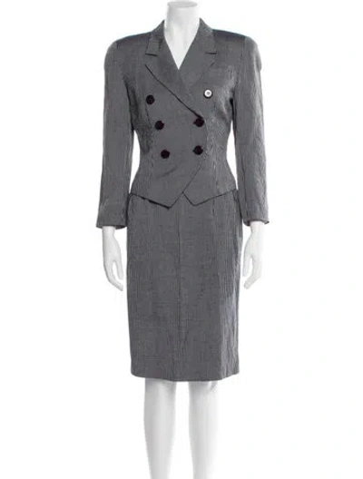 Pre-owned Dior Wool Striped Skirt Set In Gray