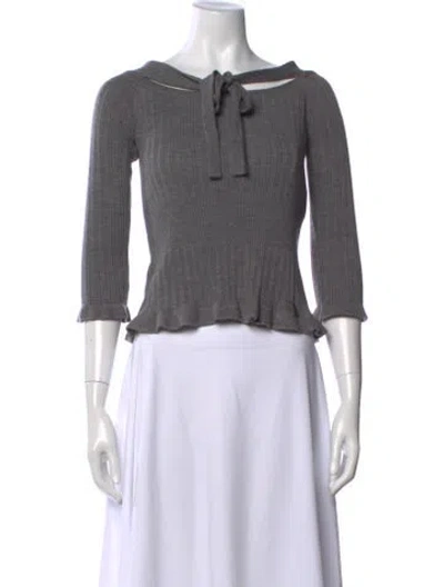 Pre-owned Dior Wool Tie Neck Sweater In Blue