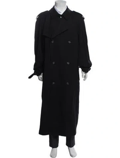 Pre-owned Dior Wool Trench Coat In Black