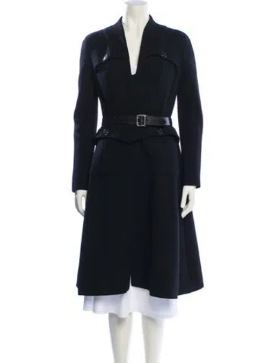 Pre-owned Dior Wool Trench Coat In Blue