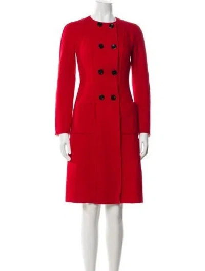 Pre-owned Dior Wool Trench Coat In Red