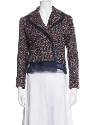Pre-owned Dior Wool Tweed Pattern Blazer In Blue