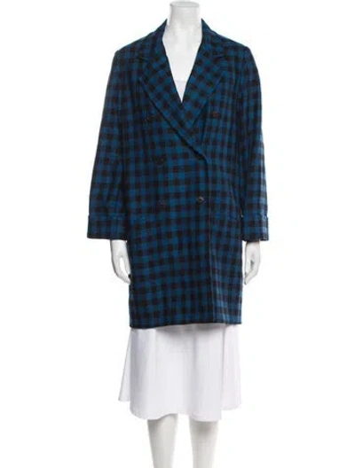 Pre-owned Dior Wool Tweed Pattern Coat In Blue