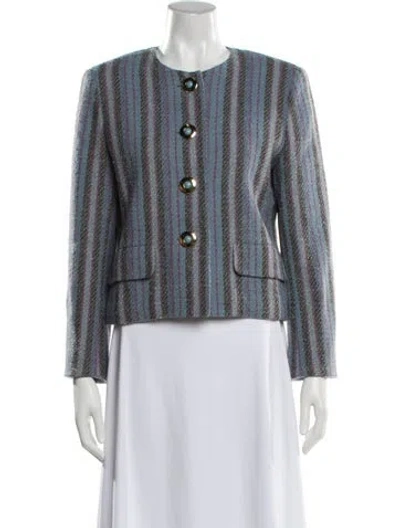 Pre-owned Dior Wool Tweed Pattern Evening Jacket In Blue