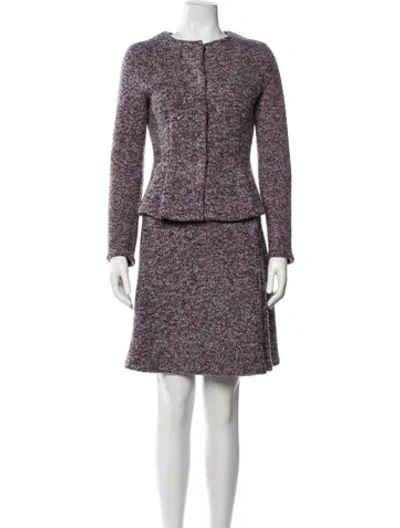 Pre-owned Dior Wool Tweed Pattern Skirt Suit In Gray