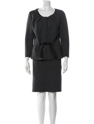 Pre-owned Dior Wool Tweed Pattern Skirt Suit In Gray